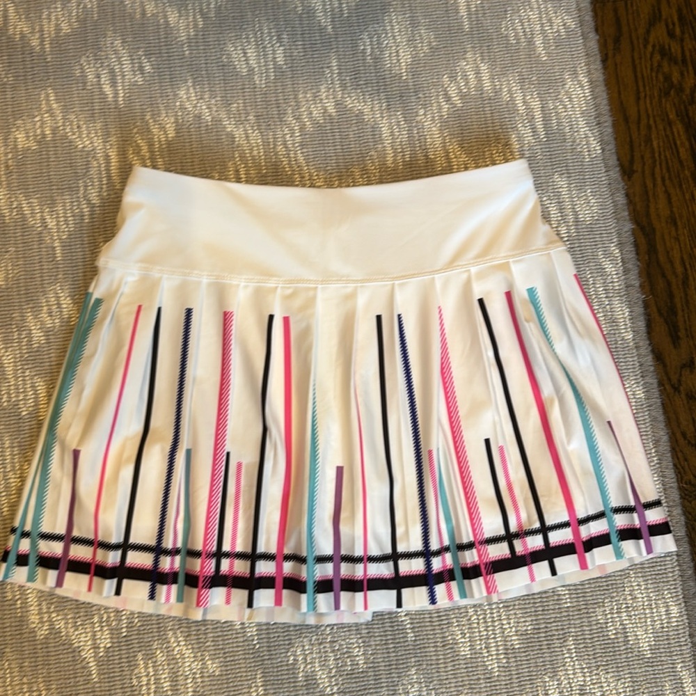 Lucky in Love Tennis Skirt Size 6 Never Worn White with Colored Stripes
